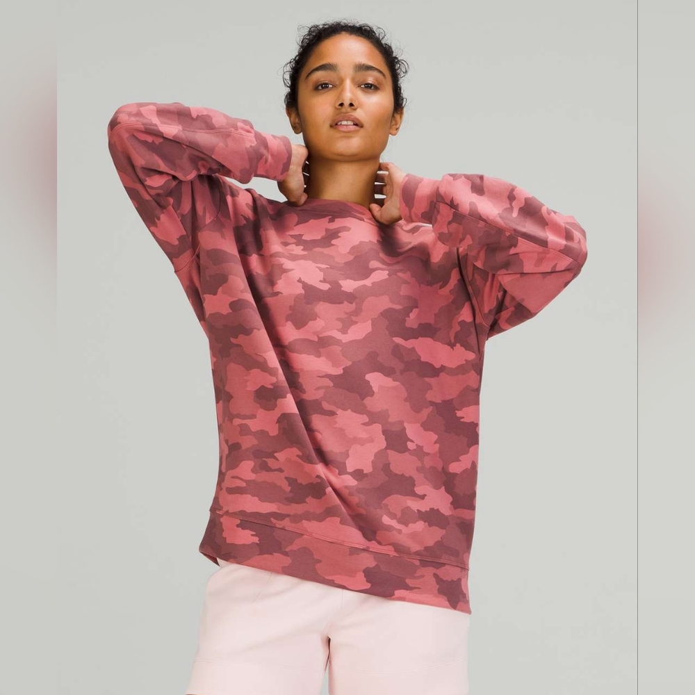 Lululemon Perfectly Oversized Crew Heritage Camo Brier Rose Multi Pink Size 10
